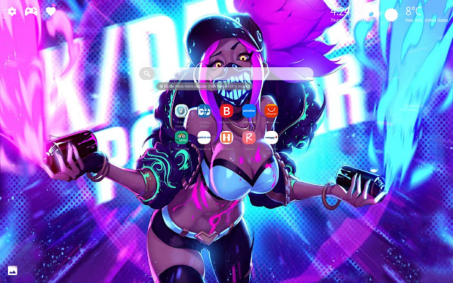 Akali Mask Neon LOL New Tab Wallpaper HD