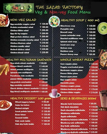 The Salad Factory menu 