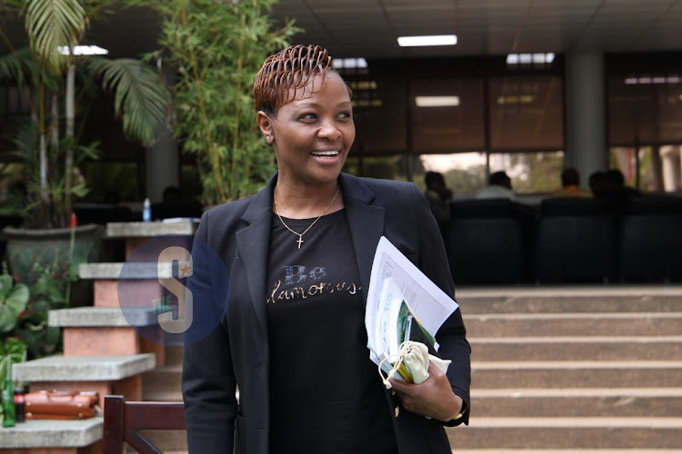 South B MCA Waithera Chege addressing the media on the land grabbing issue in the area at Nairobi County Assembly on February 21, 2024