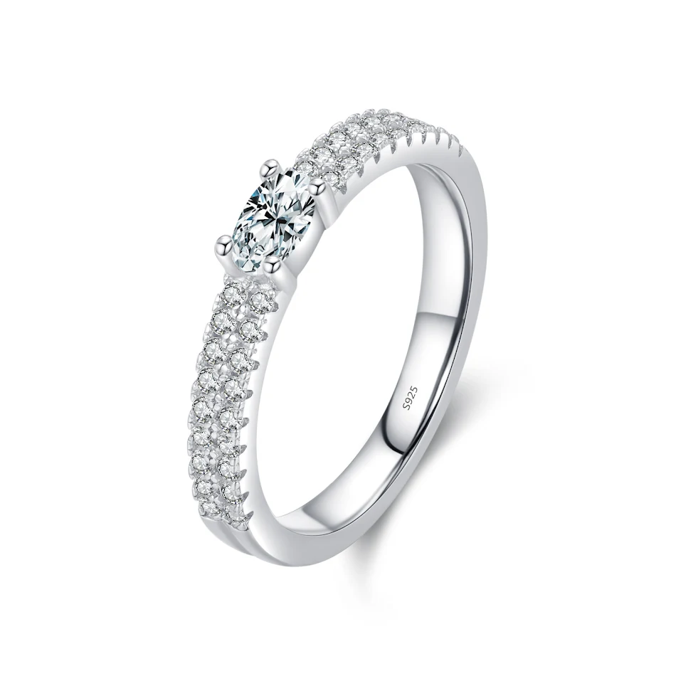 S925 Zilveren Damesring Ins Stijl Elegant Licht Luxe Dubbellaags Diamantbeset Hoog Gevoel.
