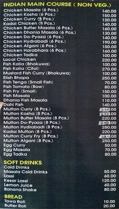 Dalchini menu 