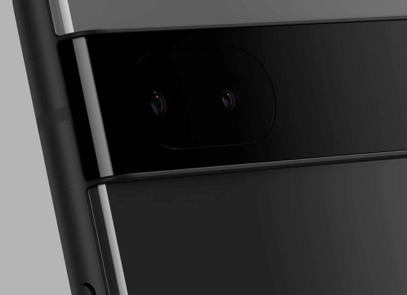 Close-up of the powerful camera on the back of a Pixel 6a in Charcoal