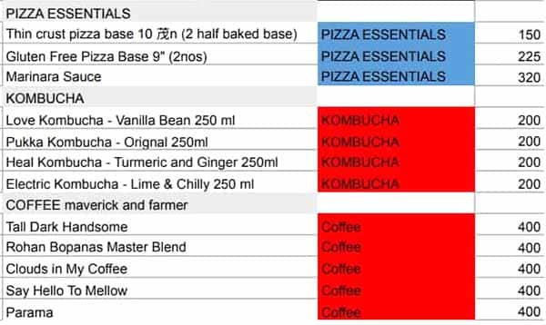 Big Fat Essentials menu 