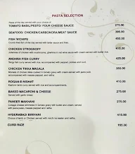 Prana, The Fern Hotel menu 1