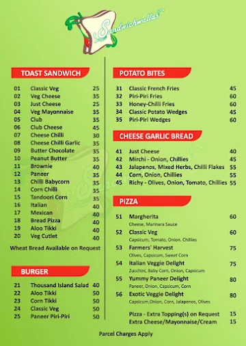 Sandwichwallas menu 