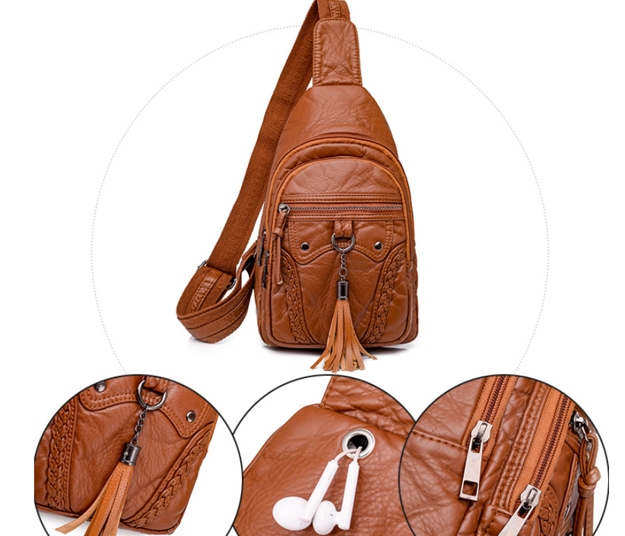 Borsa a tracolla diagonale in morbida pelle europea e americana lavata, elegante e pratica, perfetta per l'uso quotidiano, comoda e versatile.