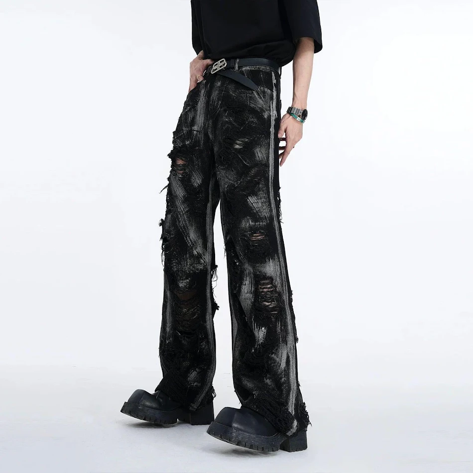 American High Street Wasteland Style Zware Gewassen Graffiti Heren Lange Jas. Robuuste urban look, duurzaam