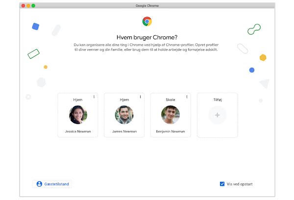 Et skærmbillede fra den nye Chrome-profil