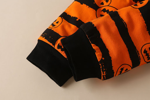 Title 1, Halloween Pumpkin Print Long Sleeve Romper Set ...