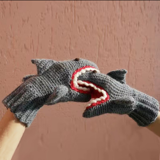Title 1, 3D Christmas Shark Gloves Warm Mittens Knitted ...