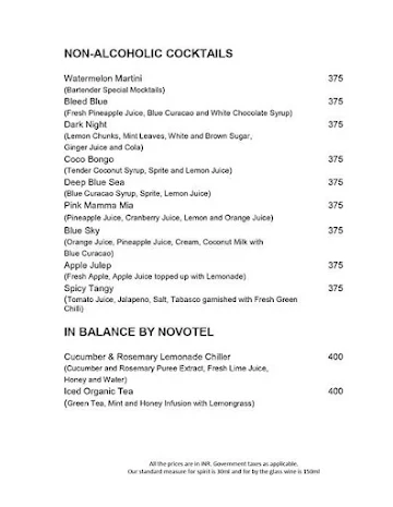 The Square - Novotel menu 