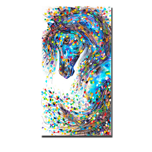 Title 3, Colorful Abstract Horse Oil Painting for Living...