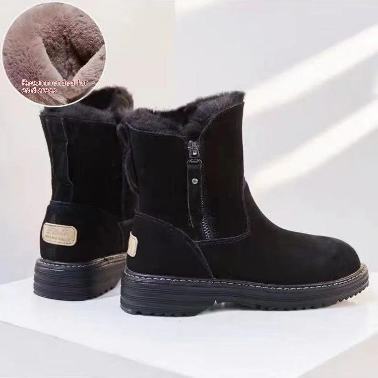 Damen Fleece gefütterte dicke Schneestiefel rutschfest warm, ideal für kalte Wintertage und verschneite Landschaften.