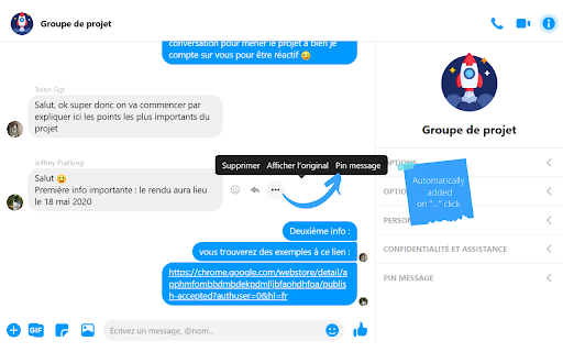 Messenger pin message