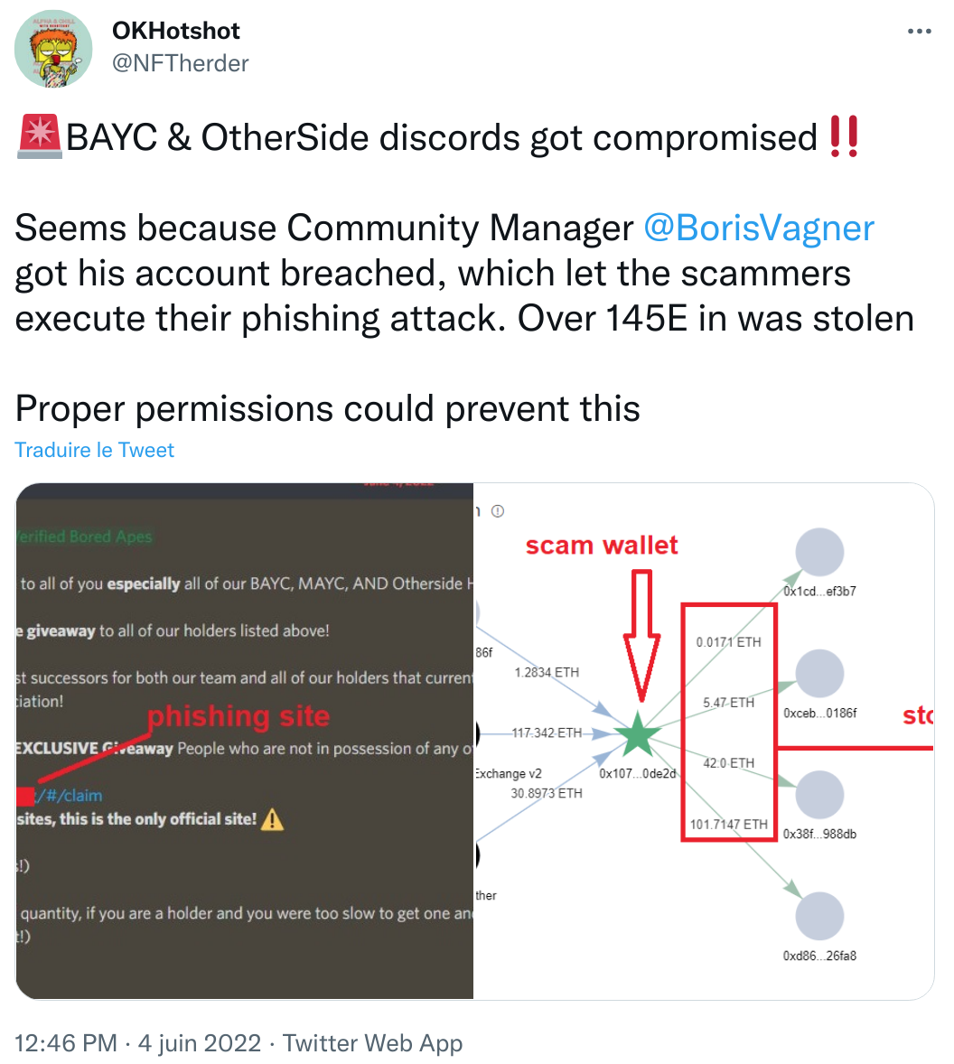 Des hackers ont piraté le compte Discord du community manager de Yuga Labs et ont lancé une attaque phishing 