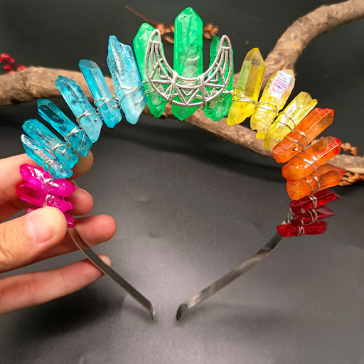 Title 6, Natural Crystal Crown Hair Band Elegant headban...