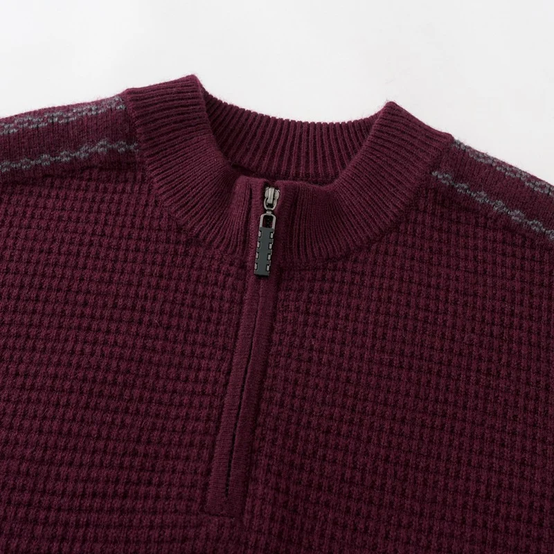 Heren wollen trui met ronde hals en rits, ideaal voor de winter. Warm en comfortabel, perfect voor dagelijks gebruik en diverse gelegenheden. Stijlvol ontwerp.