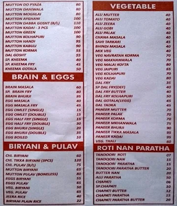 Raj Restaurant menu 