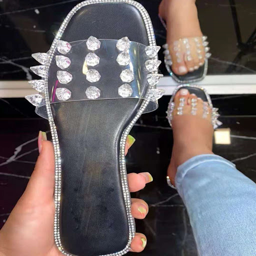 Title 5, Womens Rhinestone Rivet Flat Flip-Flop Beach S...