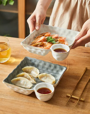 Ceramic Dumpling Tray Vinegar Dish - 3