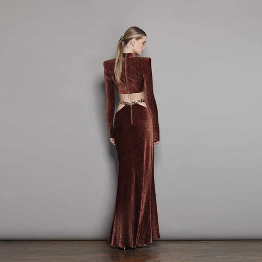 Title 5, Womens Top Metal Chain High Waist Skirt Suit. ...