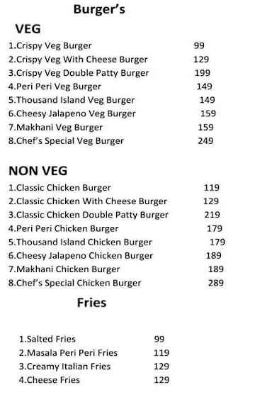 Heart Of Pizza And Burger menu 