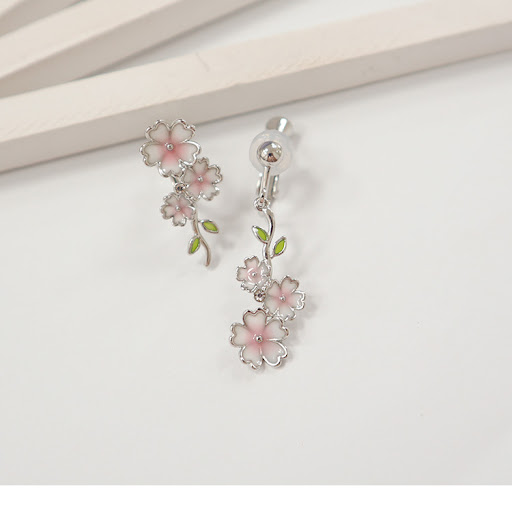 Title 3, Cherry Blossom Enamel Oil Drop Asymmetric AB Ea...