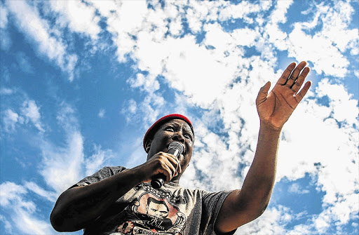TENDENCIES: Julius Malema speaking at a mini EFF rally in Bushbuckridge, Mpumalanga