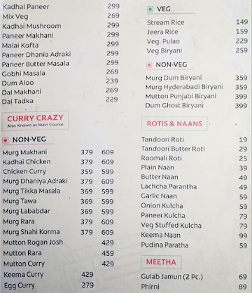 Dhaba Branded menu 