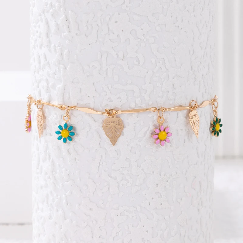 Title 4, Kleurrijke olie ketting bloem blad enkelband. E...