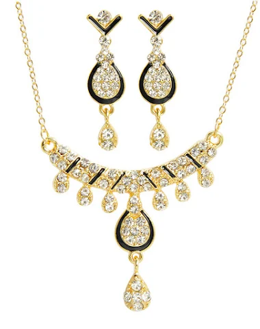 Petal Diamond Pendant Earring Neckl - 1