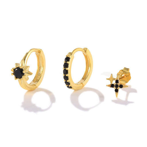Title 2, Sterling Silver Four Point Star Sunflower Diamo...