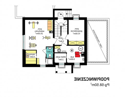 BW-36 wariant 12 podpiwniczony - Rzut piwnicy