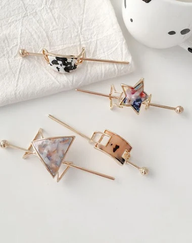 Geometric alloy hairpin for women. - 1