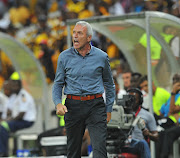 Kaizer Chiefs head coach Ernst Middendorp cuts a frustrated figure on the touchline.  