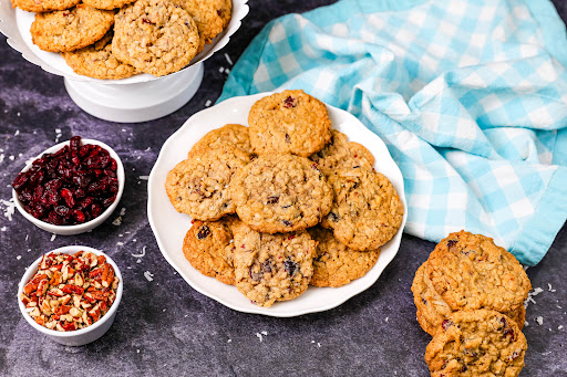 Platters of the Berry Nutty Oatmeal Cookies.