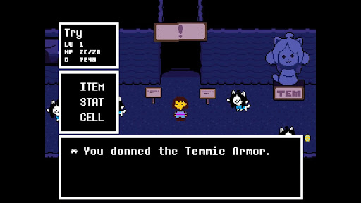 Equipped with Temmie Armor