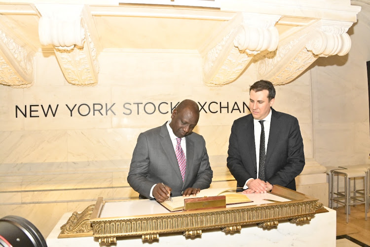 President William Ruto at the New York Stock Exchange on Friday, December 16.