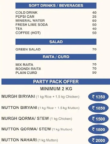 Al- Hafeez Restaurant menu 