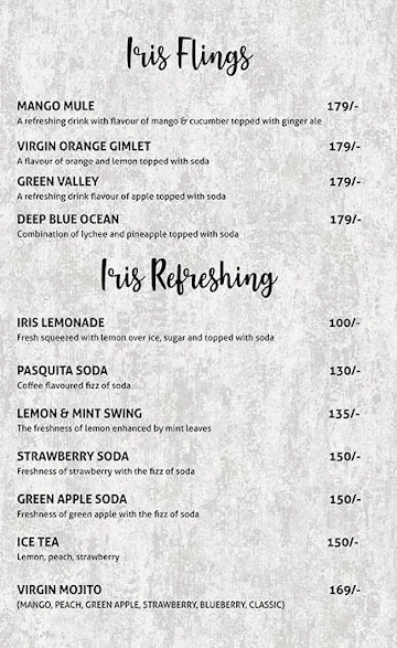 Iris Cafe menu 