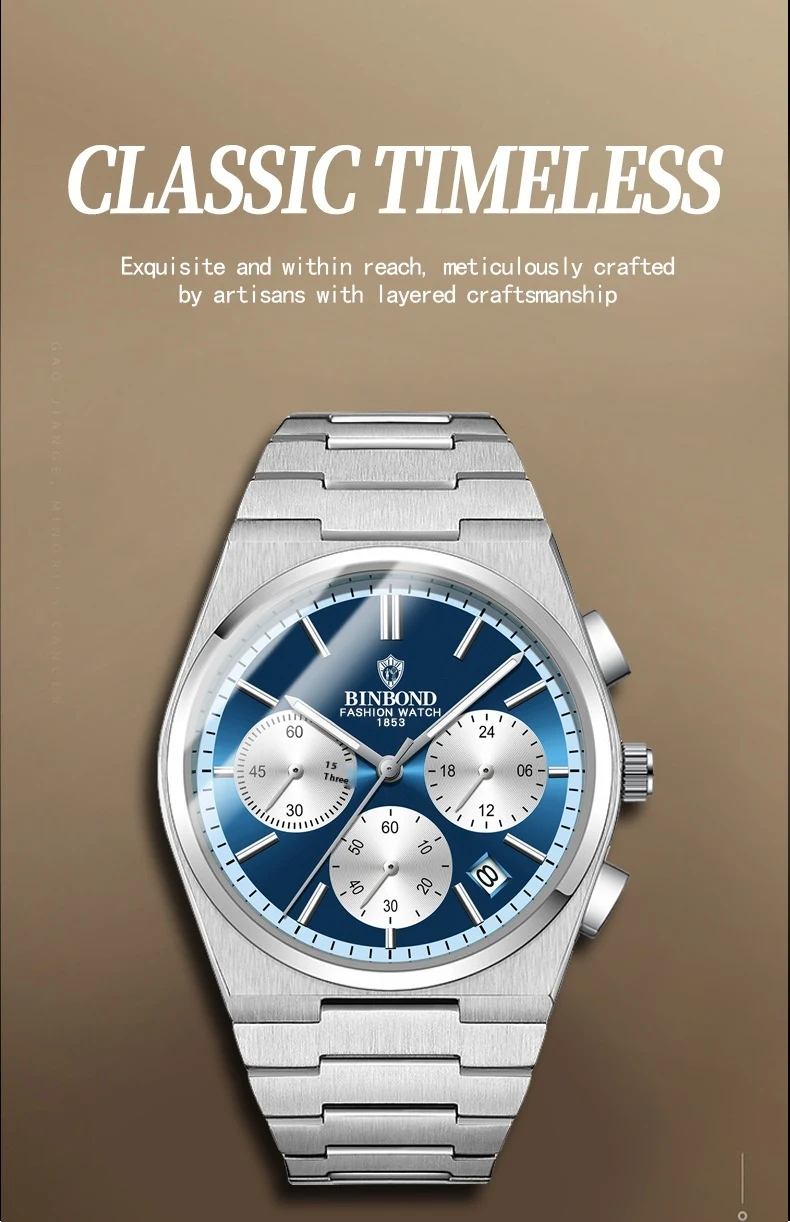 Title 23, Heren horloge met chronograaf, drie ogen en zes...