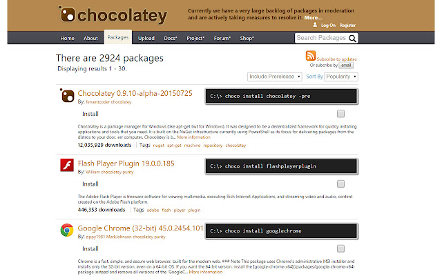 Chocolatey Chrome Extension