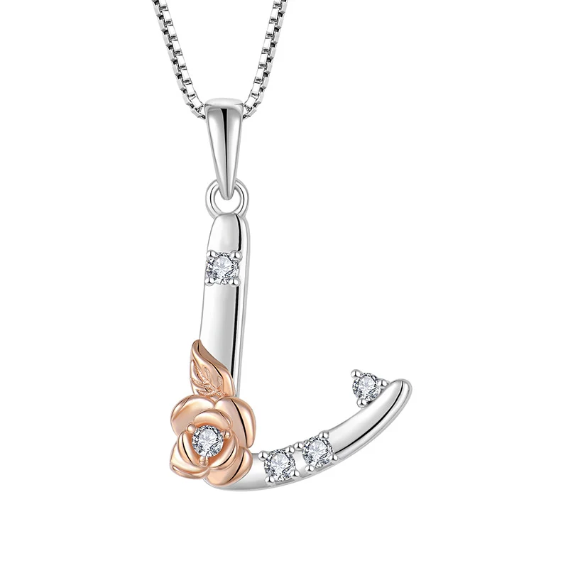 925 Sterling zilveren halsketting voor dames, fijne ketting met 26 Engelse letters en zirkonia hanger, elegante sieraden.