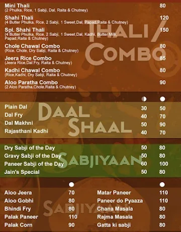 Marwari Basa menu 