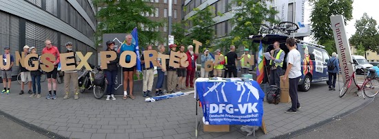 Friedensaktion vor Rheinmetall: «Rüstungsexporte stoppen!»
