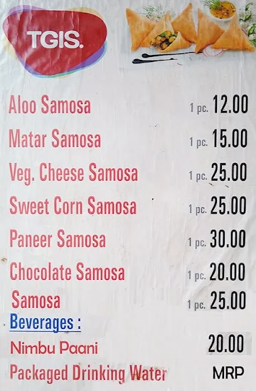The Great Indian Samosa menu 