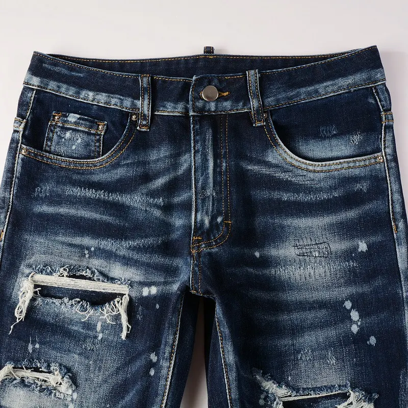 Men's Ripped Jeans High Street Fashion Brand Hole & Patch. Stylish and comfortable denim for a modern and effortlessly c