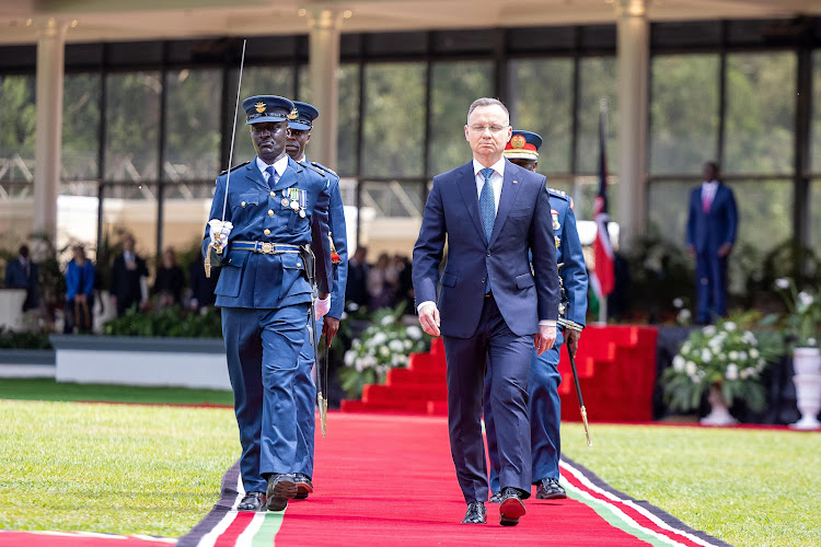 Polish President Andrzej Duda at State House, Nairobi on February 5, 2024