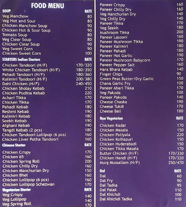 Rathi Palace menu 