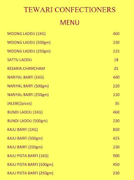 Tewari Confectioners menu 2